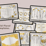 Gold Celestial Digital Bullet Journal Setup Stickers
