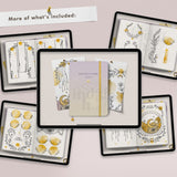 Gold Celestial Digital Bullet Journal Setup Stickers