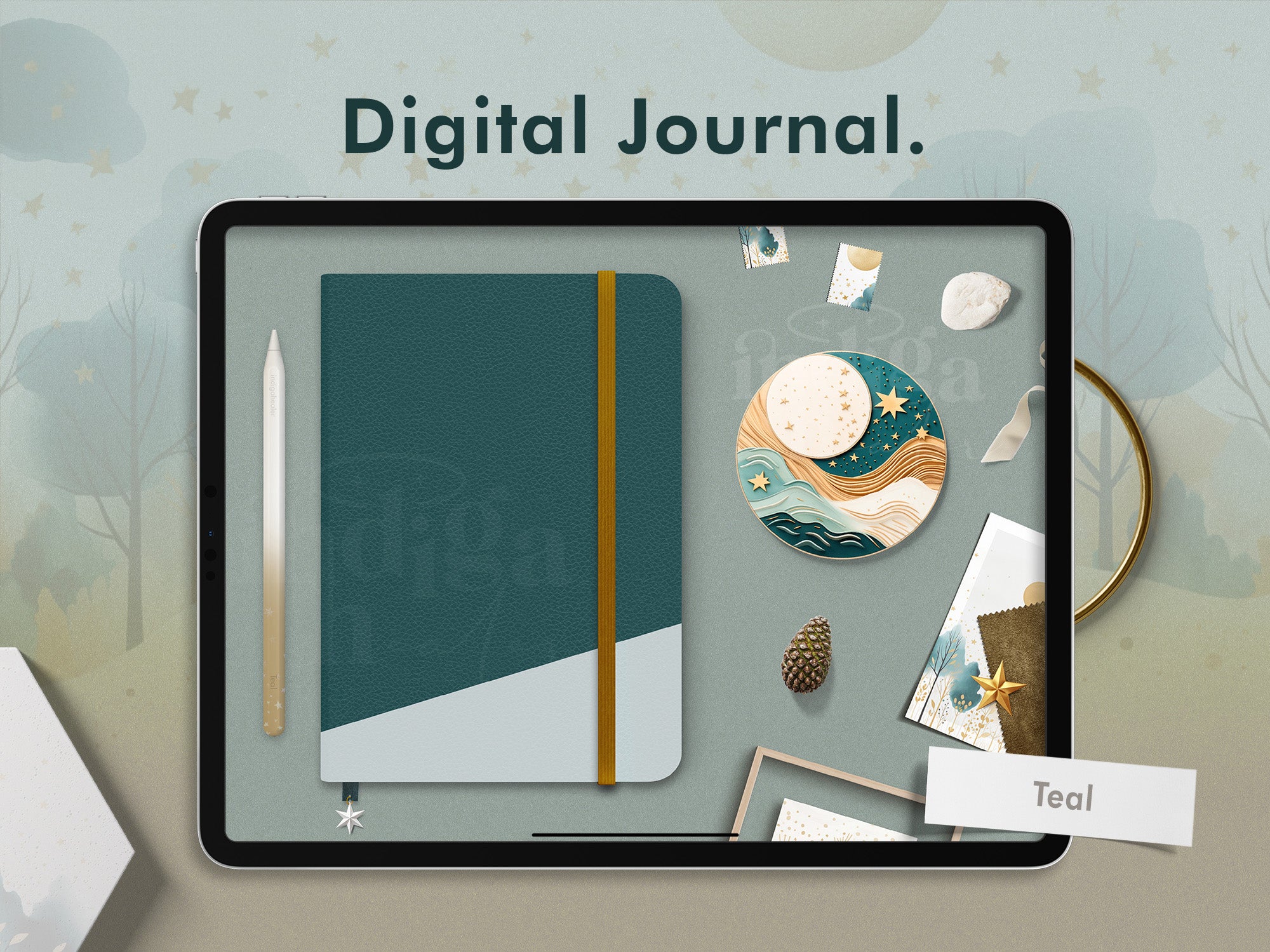 Digital Blank Journal - Teal – Indiga Healer - Digital stationery for ...